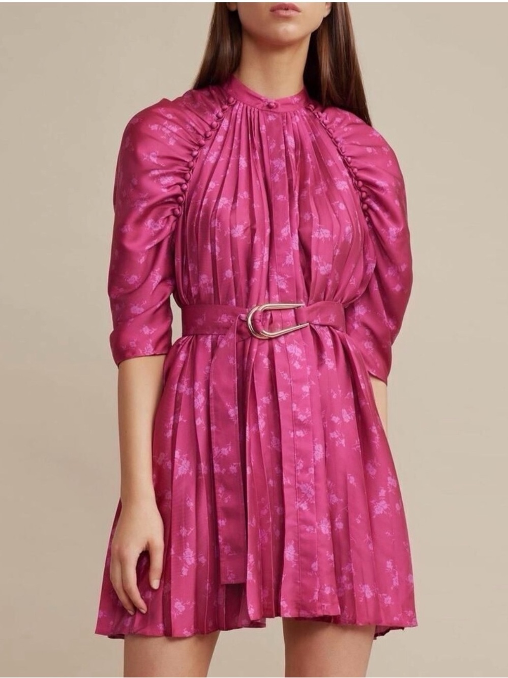 Acler pleated mini belted dress